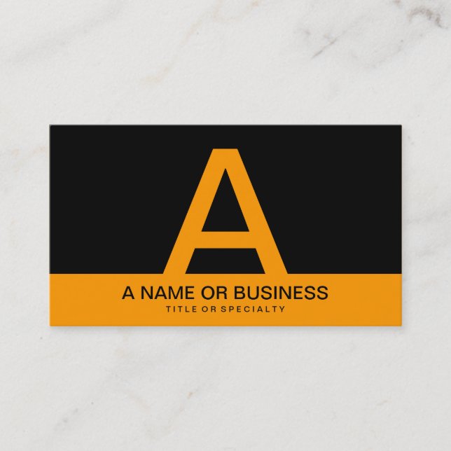 bold orange monogram business card (Front)