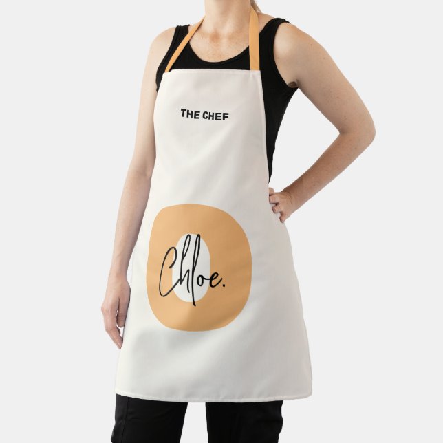 Bold Orange Monogram Initial Script Name Apron (Insitu)