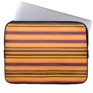 Bold Orange Pink Horizontal Stripe Pattern Laptop Sleeve
