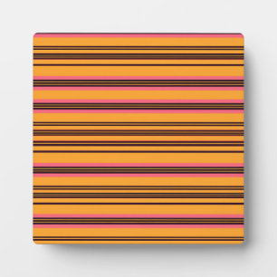 Bold Orange Pink Horizontal Stripe Pattern Plaque