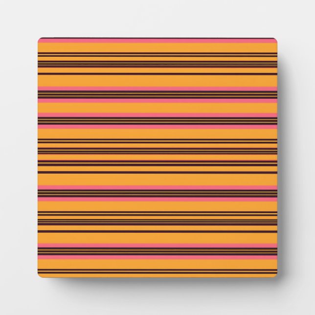 Bold Orange Pink Horizontal Stripe Pattern Plaque (Front)
