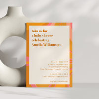 Bold Orange Pink Retro Swirl Baby Shower Party