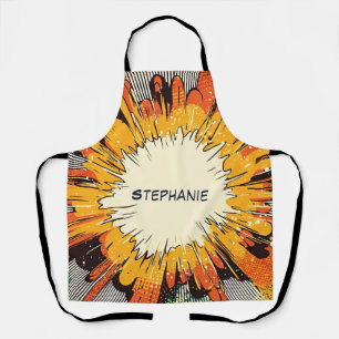 Bold Orange Pop Art Blast Black Speed Lines Apron