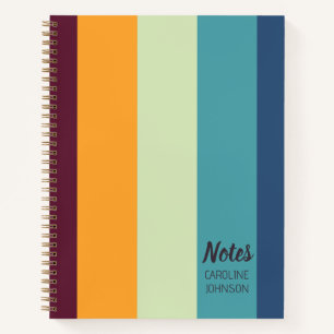 Bold Orange Purple Teal Blue Stripes Personalised Notebook