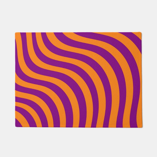 Bold Orange Purple Zebra Stripe Modern Entryway  Doormat (Front)