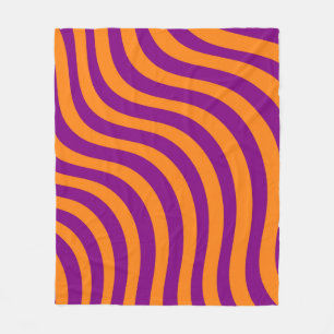 Bold Orange Purple Zebra Stripe Vibrant Spring Fleece Blanket