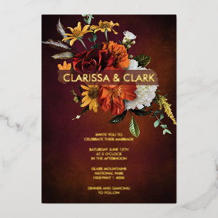 Bold Orange Rust Fall Floral Modern Wedding 