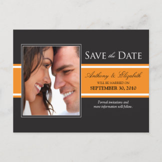 Bold Orange Stripe Save the Date Postcard