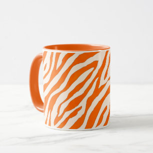 Bold Orange Tiger Stripe Pattern Mug