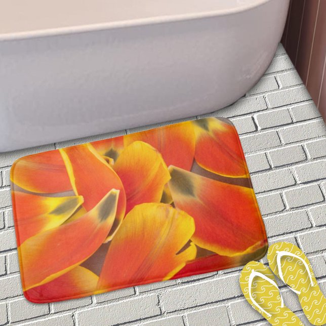 Bold Orange Tulip Flower Petals Photograph Bath Mat (Creator Uploaded)