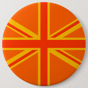 Bold Orange Union Jack British Flag Swag 6 Cm Round Badge