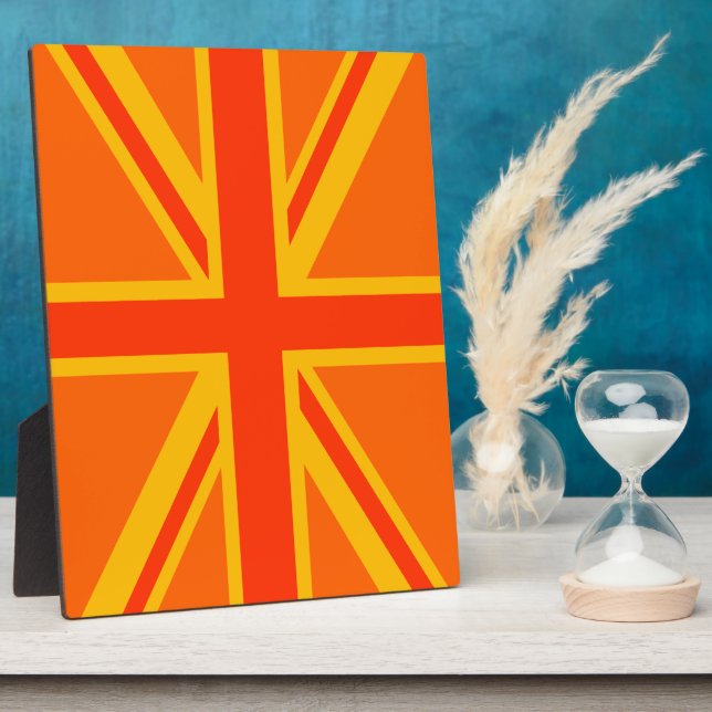 Bold Orange Union Jack British Flag Swag Plaque (Side)