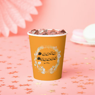 Bold Orange Watercolor Bunny Large Wreath Paper Cups