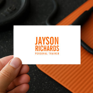 Bold Orange/White Personal Trainer Business Card
