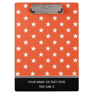 Bold Orange & White Star Pattern with Custom Text Clipboard
