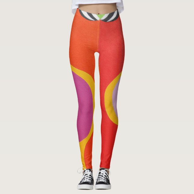 Bold Orange & Yellow Art Leggings (Front)