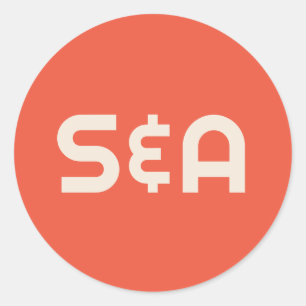 Bold Orange & Yellow Retro Monogrammed Wedding Classic Round Sticker