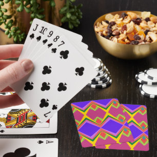 Bold Orchid & Gold Abstract Retro Geometric Art Playing Cards