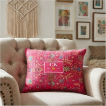 Bold Oriental Rug Vibrant Hot Pink Jewel-Toned