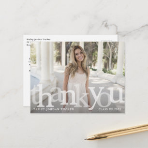 Bold Overlay Graduation Class Year Thank You Postcard