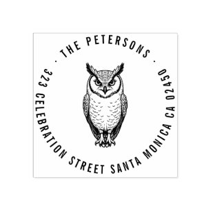 Bold Owl Return Address Stamp