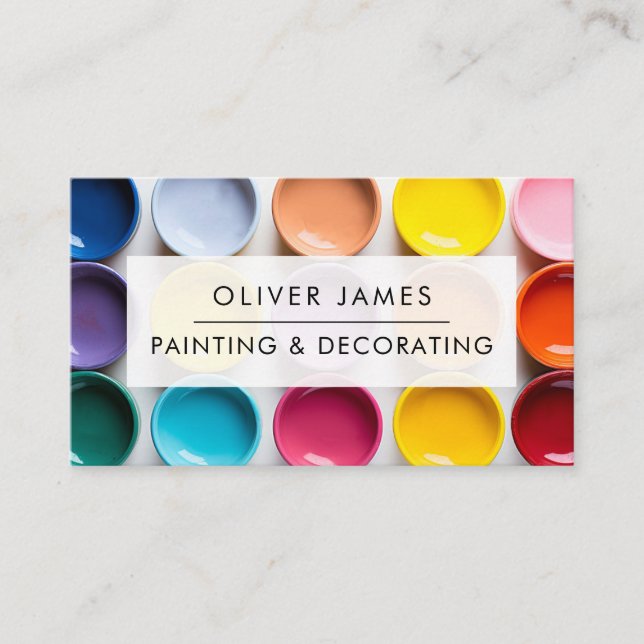 Bold paint pots Artist Painter or Decorator Business Card (Front)