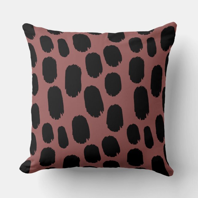 Bold Painted Spots - Black on Brown 955251 Cushion (Front)