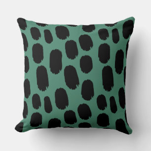 Bold Painted Spots - Black on Green 46866f Cushion