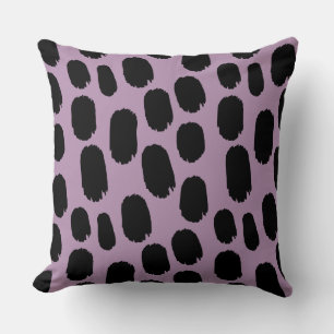 Bold Painted Spots - Black on Mauve b38fb1 Cushion