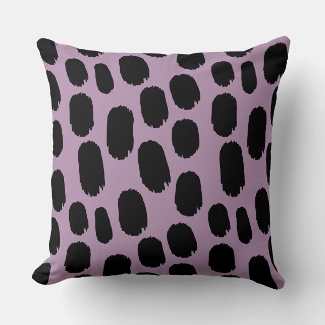 Bold Painted Spots - Black on Mauve b38fb1 Cushion (Front)