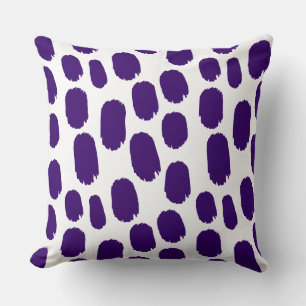 Bold Painted Spots - Deep Purple on White Cushion