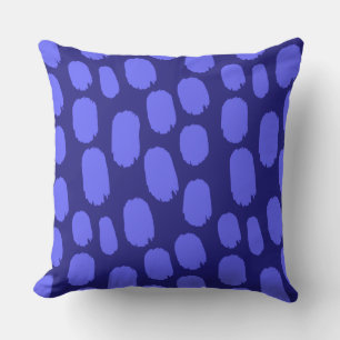 Bold Painted Spots - Electric Blue on Dark Blue Cushion
