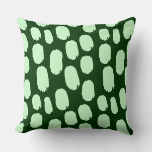 Bold Painted Spots - Ghost Green on Dark Green Cushion
