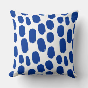 Bold Painted Spots - Navy on White Cushion