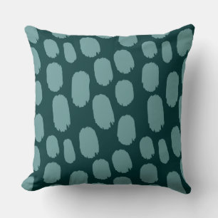 Bold Painted Spots - Ocean Green on Dk Green Cushion