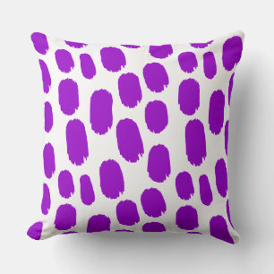 Bold Painted Spots - Purple on White Cushion