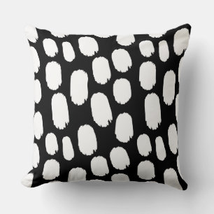 Bold Painted Spots - White on Black Cushion