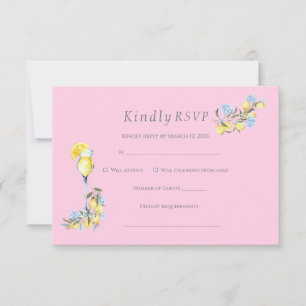 Bold Pastel Watercolor Citrus Wedding RSVP Card