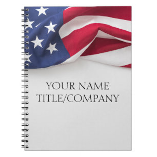 Bold Patriotic American Flag Company name Notebook