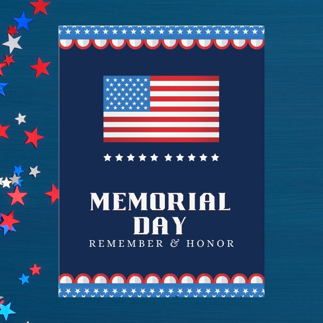 Bold Patriotic American Flag Memorial Day Postcard (Creator Uploaded)