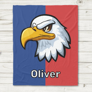Bold Patriotic Cartoon Eagle Fleece Blanket