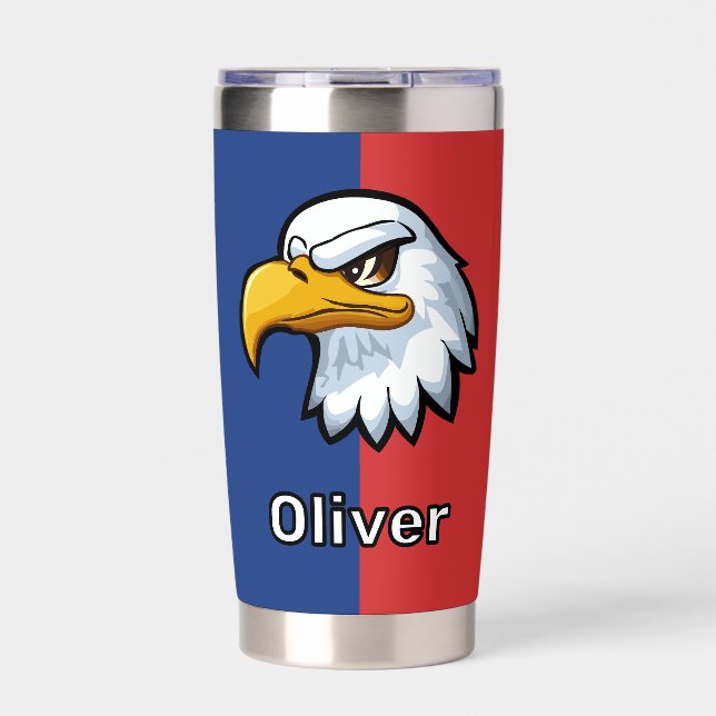 Bold Patriotic Cartoon Eagle Personalised Insulated Tumbler (Front)