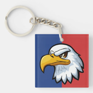 Bold Patriotic Cartoon Eagle Personalised Key Ring
