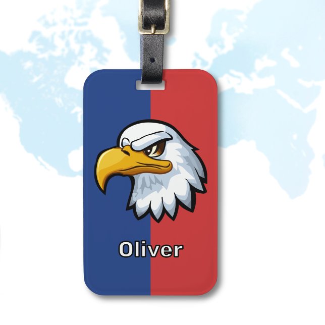 Bold Patriotic Cartoon Eagle Personalised Luggage Tag (Creator Uploaded)