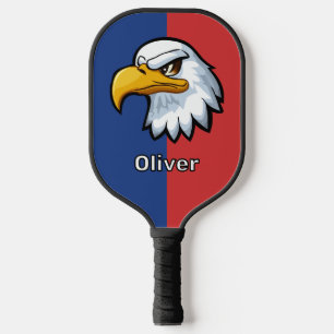 Bold Patriotic Cartoon Eagle Personalised Pickleball Paddle