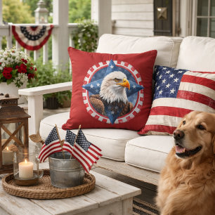 Bold Patriotic Eagle Emblem Cushion