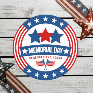 Bold Patriotic Memorial Day Classic Round Sticker