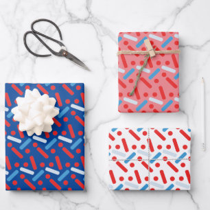 Bold Patriotic Stars Sprinkles Wrapping Paper Sheet