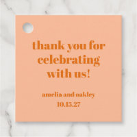 Bold Peach Orange Retro Custom Wedding Thank You 