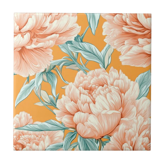 Bold  Peonies Ceramic Tiles  For Bath Accent (Front)